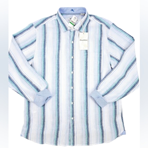 Tommy Bahama Men's Corsica Stripe Stretch Linen Shirt - Picture 1 of 13